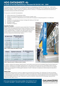 HDG Datasheet 4b - A Guide to Hot Dip Galvanizing to Standard BS EN ISO 1461