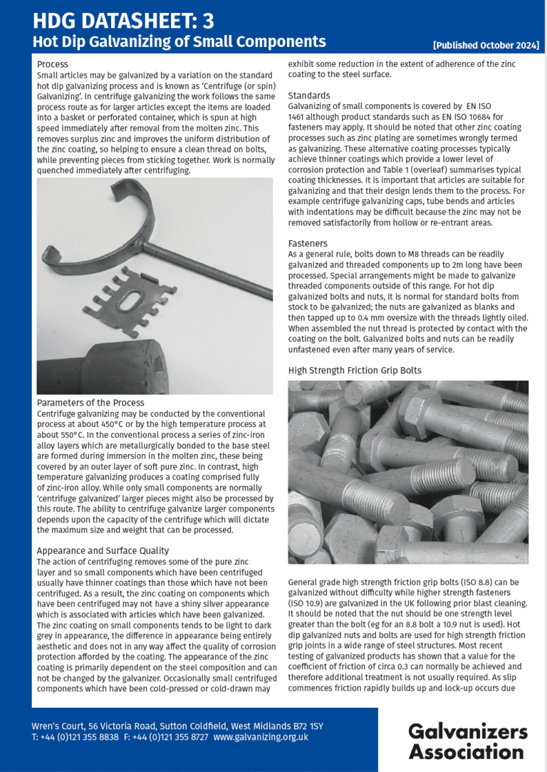 Spin Galvanizing Datasheet | Spin Galvanizing Process Datasheet